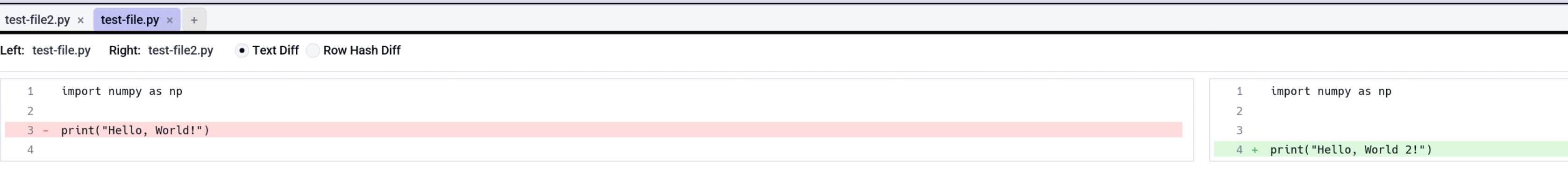 Compare view: Text Diff