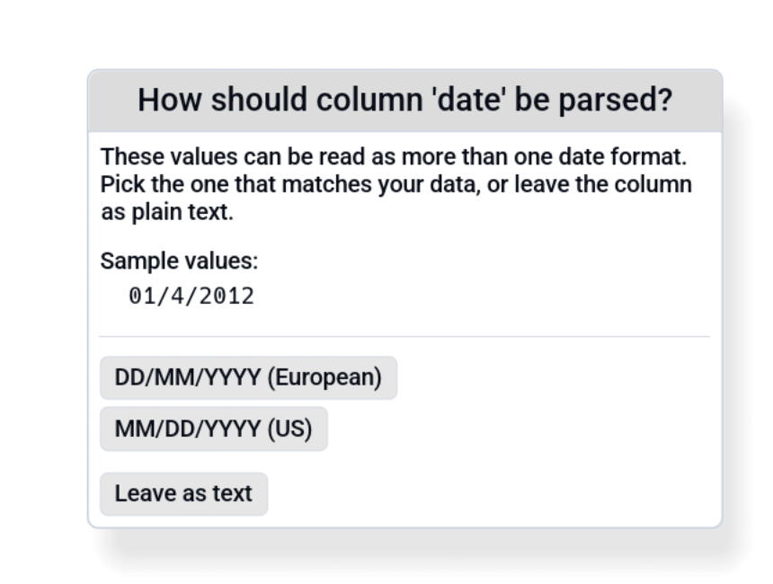 Date format ambiguity dialog