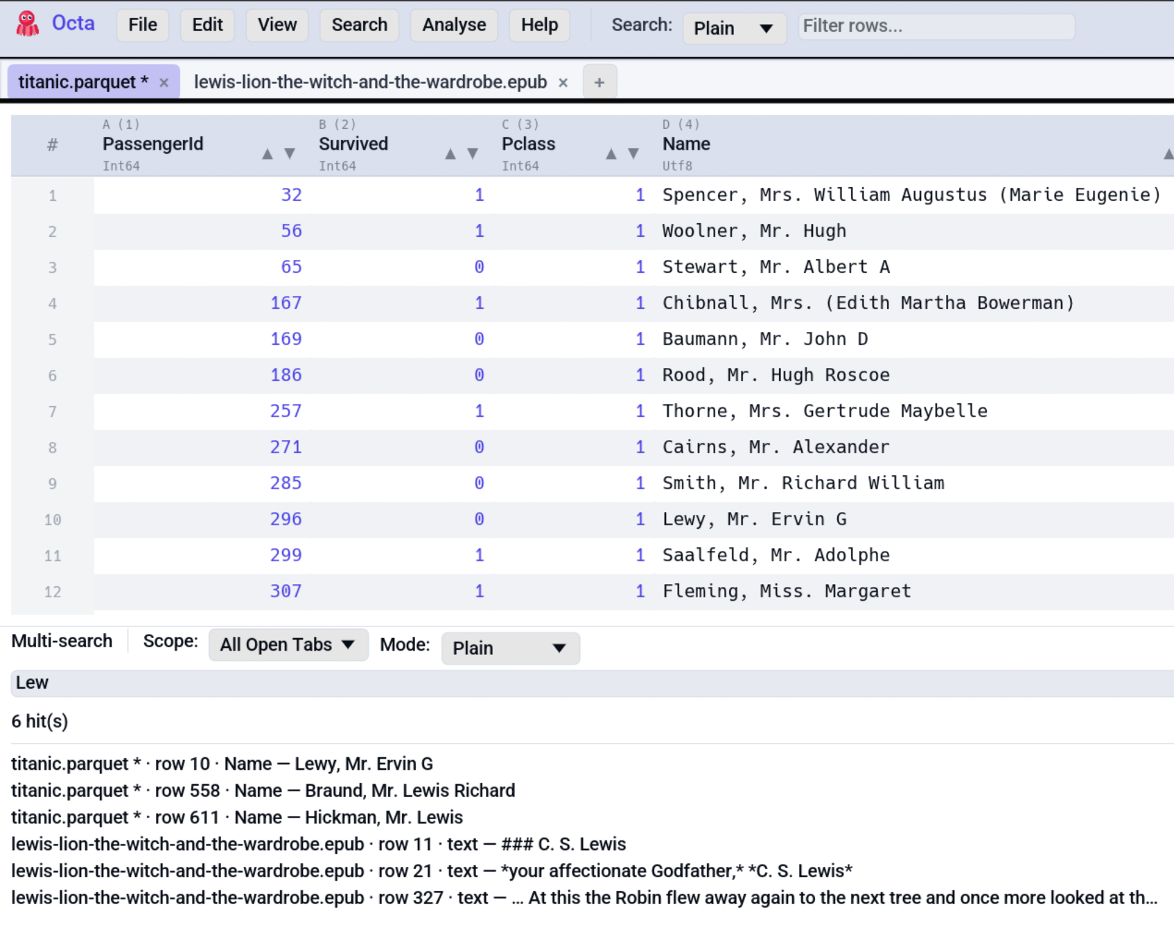 Multi-search panel